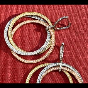 ~SALE~Multi hoop crystal studded pierced earrings.